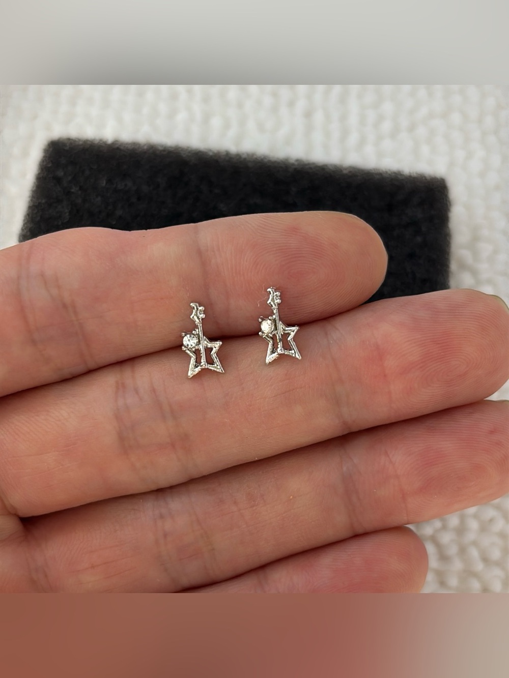 Small Star Guitar Stud Earrings for Men Women Streetwear Hip Hop Punk Unisex